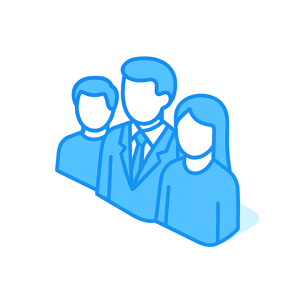 Isometrische Darstellung eines Teams und Industrieelemente